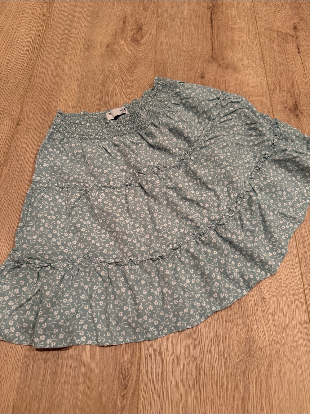 Hollister Light Blue Floral Tiered Skirt